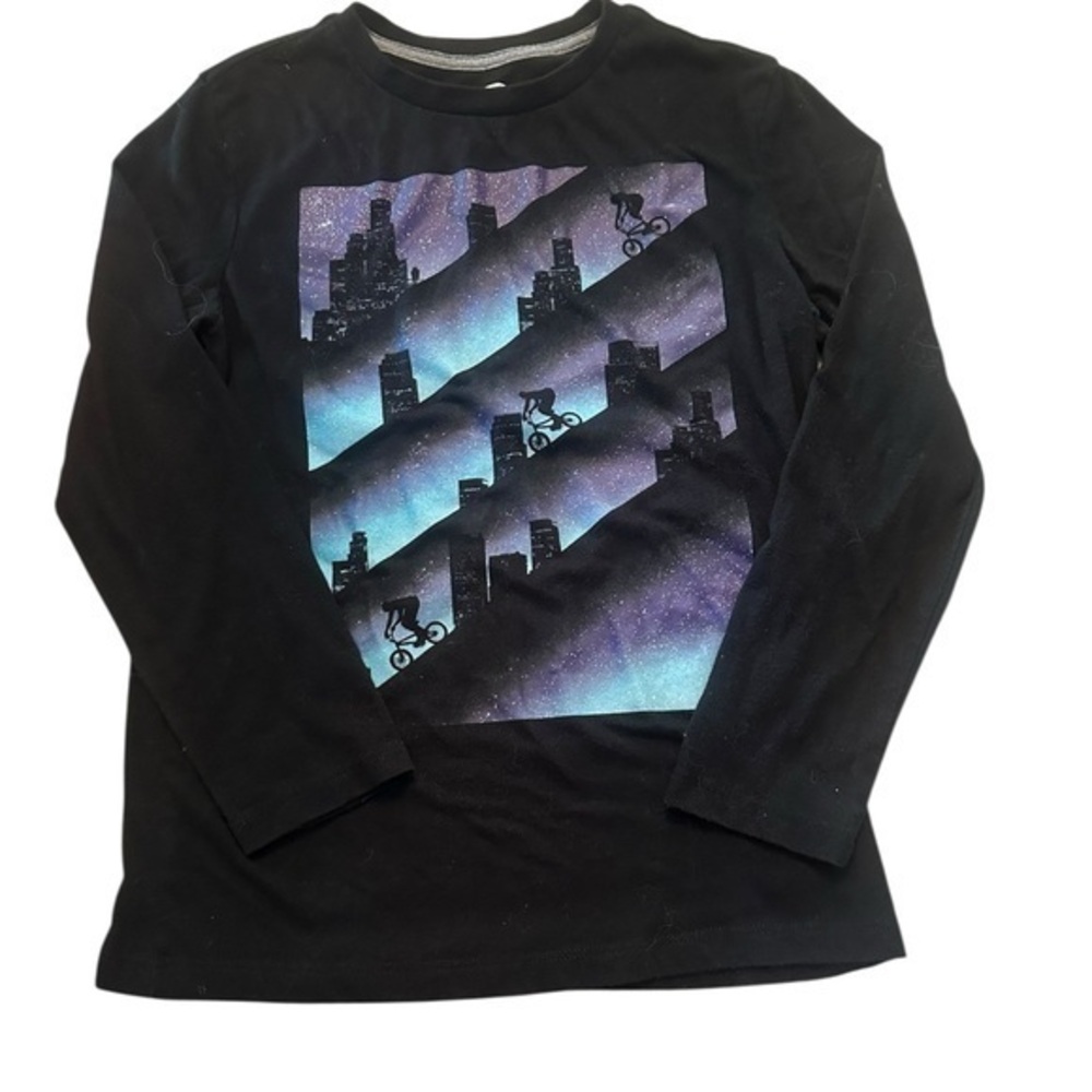 Old Navy Long Sleeve Graphic T-Shirt - Boys Size Large - Black
